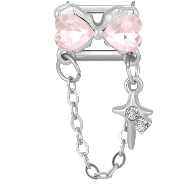 Pink bow with four point chain