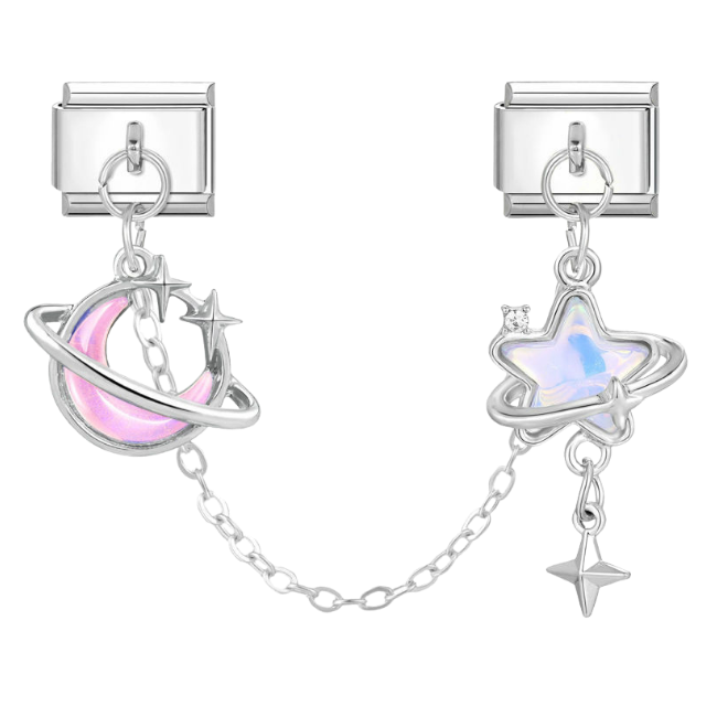 Pink moon and star chain