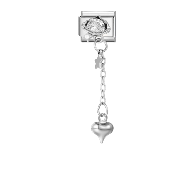 Rhinestone with dangled heart