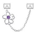 Purple rhinestone flower chain