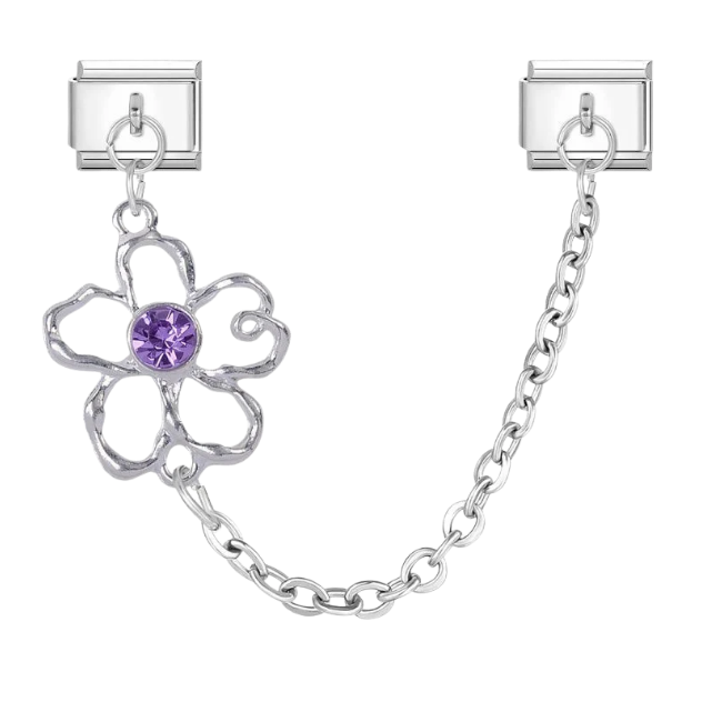 Purple rhinestone flower chain