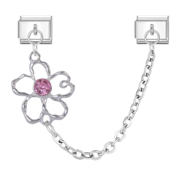 Pink rhinestone flower chain