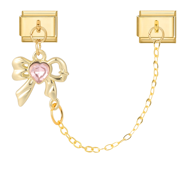 Pink rhinestone bow chain