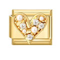 Heart with pearl and rhinestone